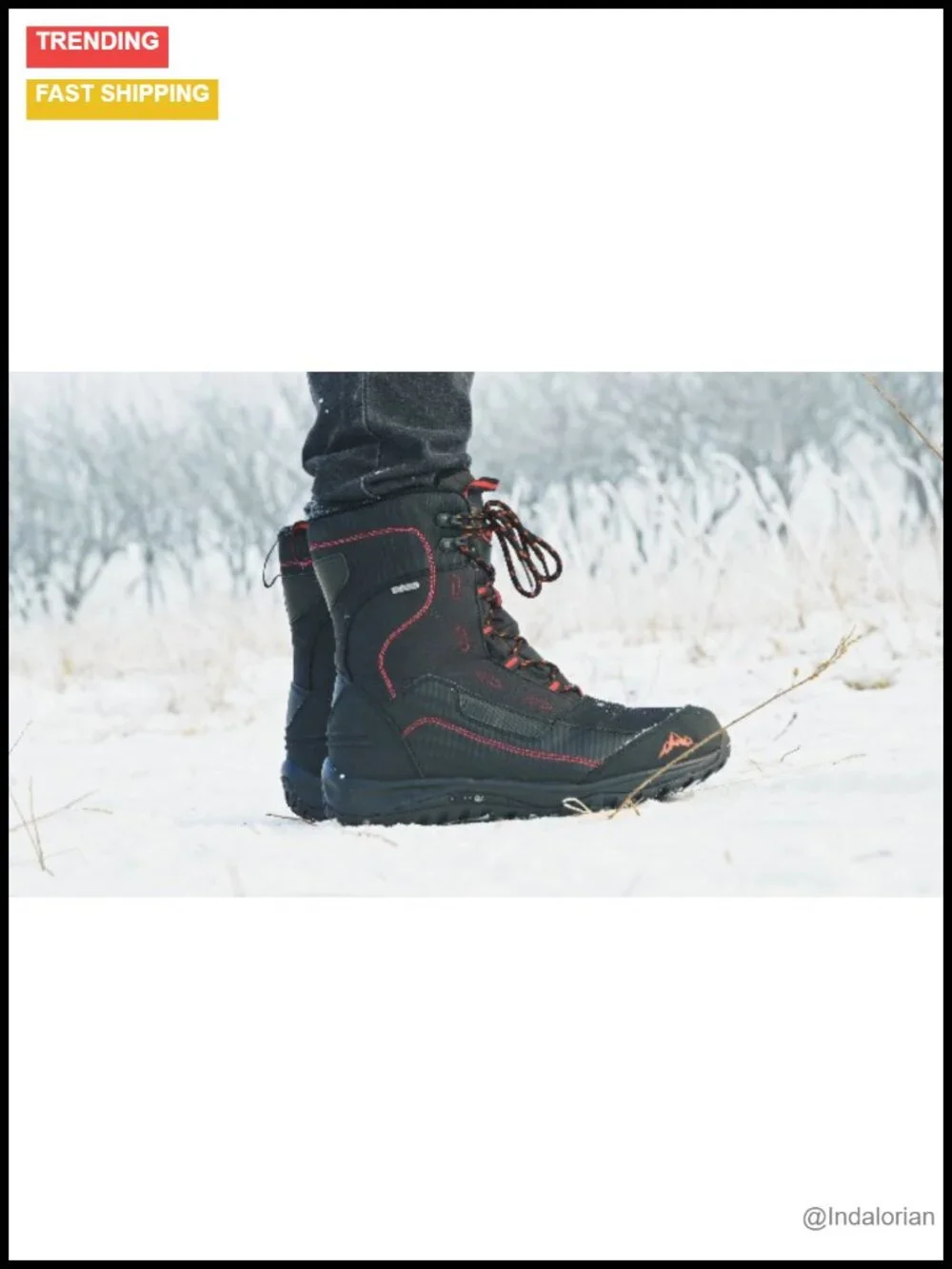 Men's Winter Snow Boots Waterproof Warm Mid Calf Fur Lined Non-Slip Hiking